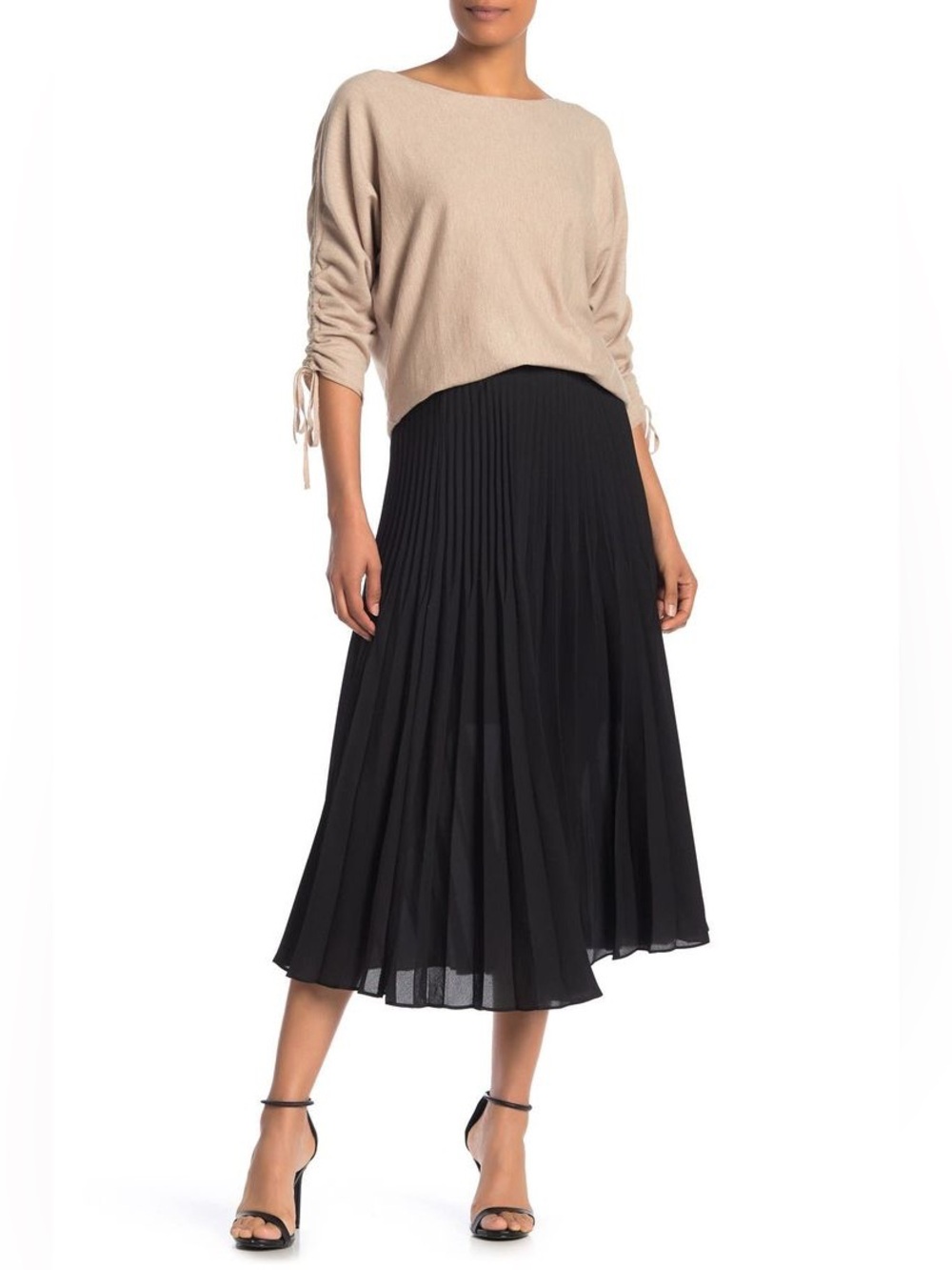Max Studio Elegant Black Pleated Skirt - Size L - New with Tags